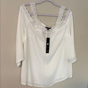 Unique Spectrum White Lace Accent Blouse
